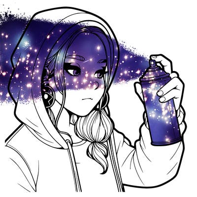 a realistic girl, spray painting