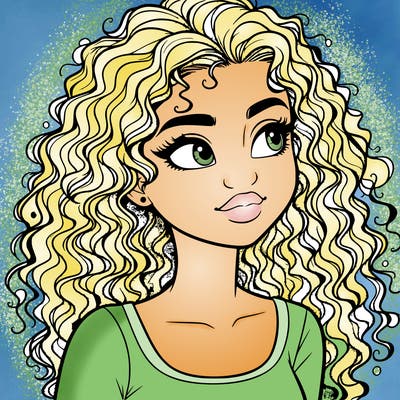 realistic girl with curly hair