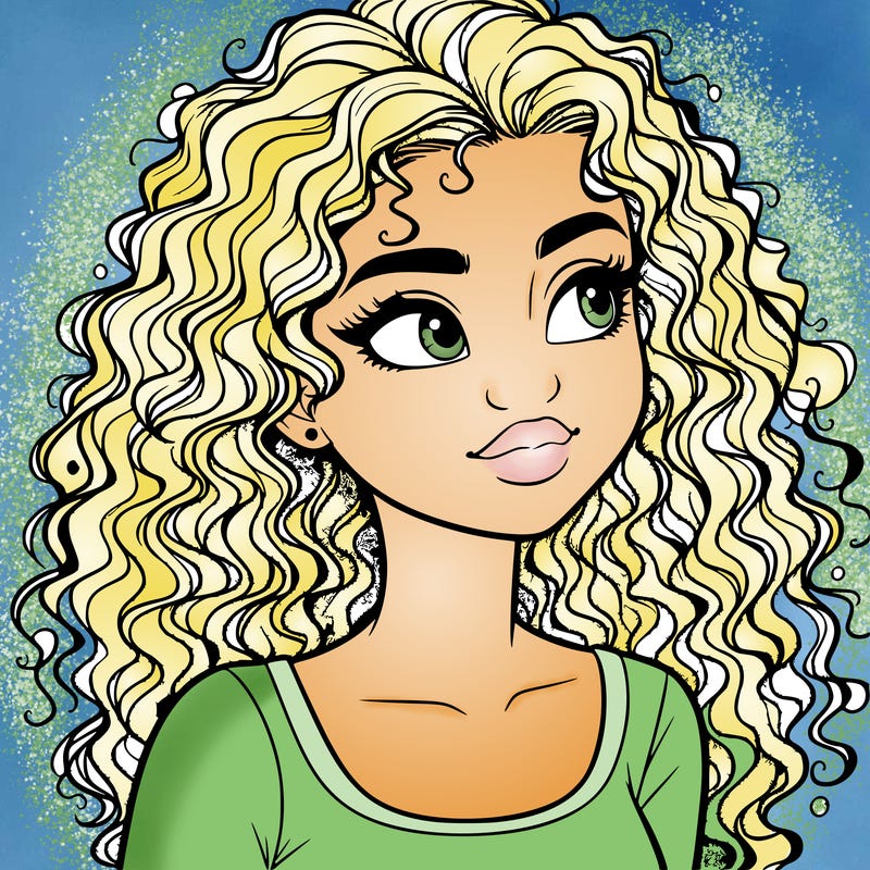realistic girl with curly hair