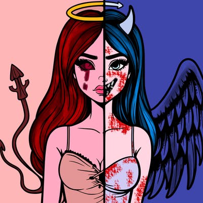 devil vs angel realistic girl