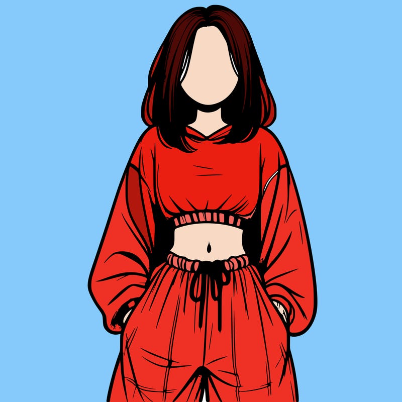 realistic girl faceless with baggy pants and a crop top