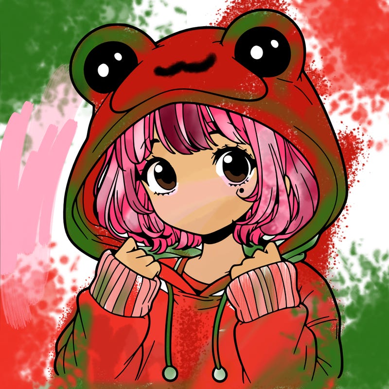 a cute teenage girl wearing a frog hoodie