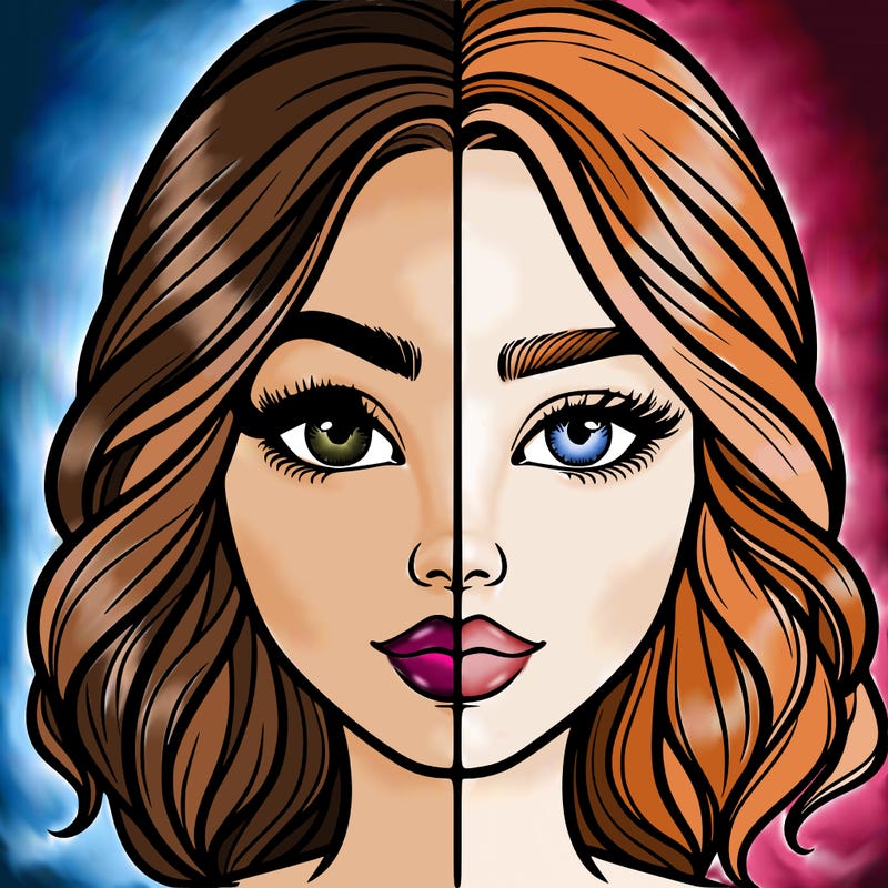 realistic girl split half