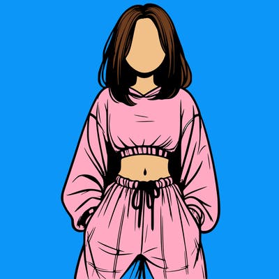 realistic girl faceless with baggy pants and a crop top