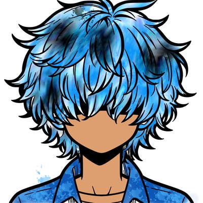 manga boy fluffy hair covering his eyes