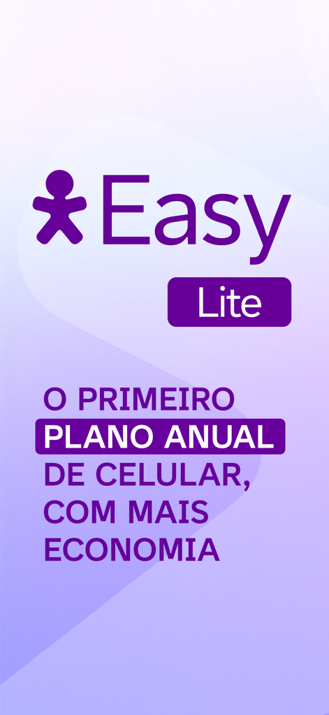 Vivo Easy Internet, App e Voz - Vivo Easy Lite App-Splash-Screen, der den ersten jährlichen Mobilfunktarif für mehr Ersparnisse bewirbt
