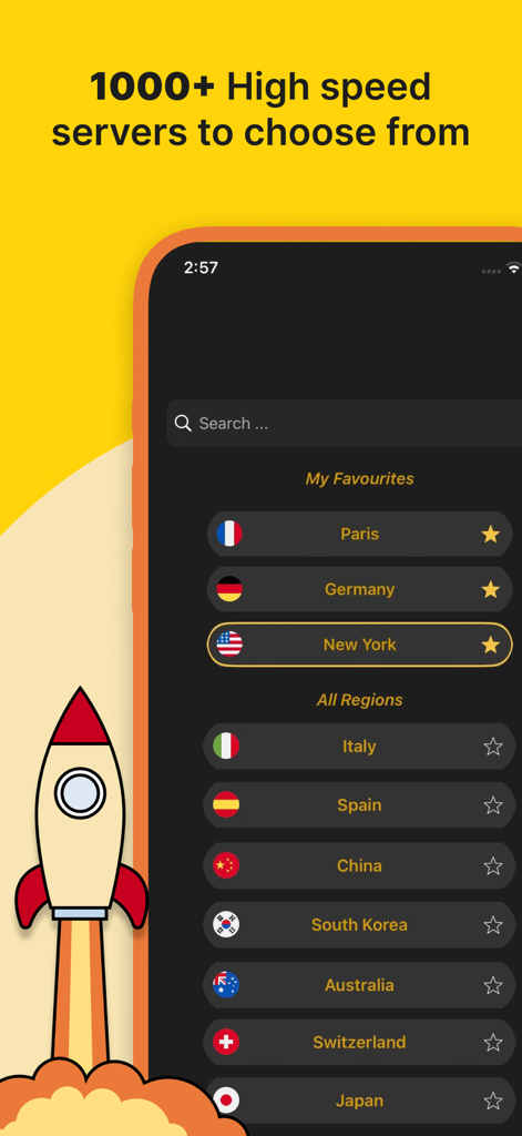 A list of global high speed VPN servers including New York and Paris