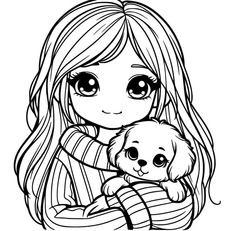 cute teen girl wearing a big sweater holding a puppy