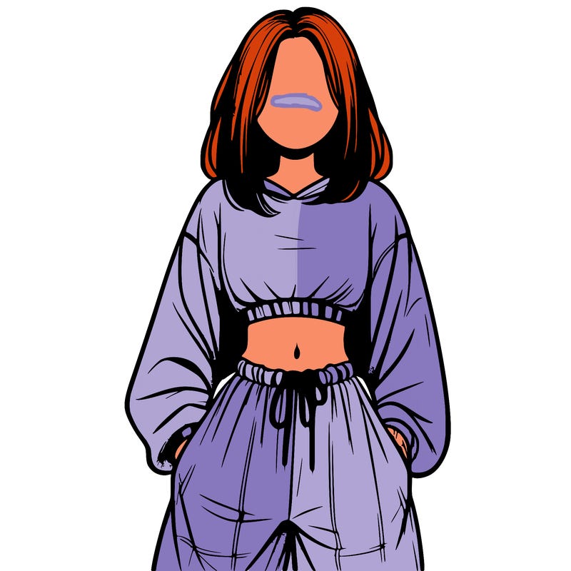 realistic girl faceless with baggy pants and a crop top