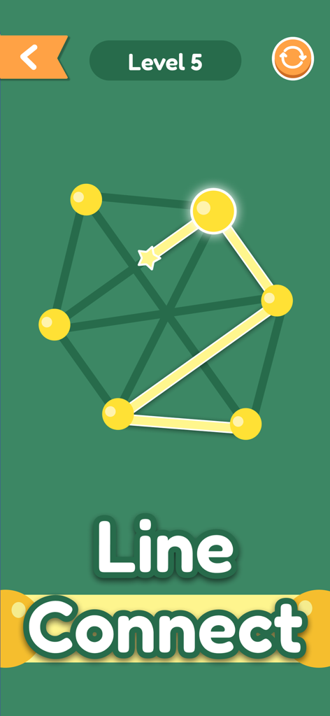 No internet - Offline Games - Screenshot of the Line Connect puzzle game level five from the Offline Games app