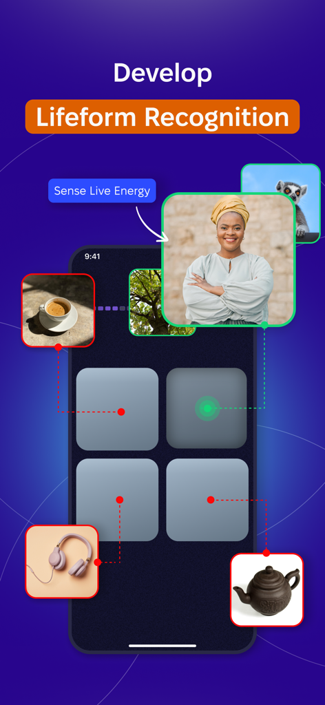Screenshot der Verevio App-Trainingsschnittstelle für Lebensformerkennung und das Erfassen von lebendiger Energie