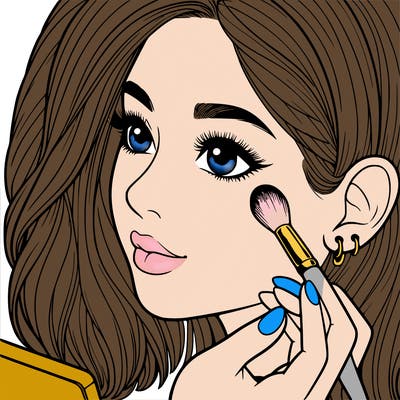 a realistic girl doing her makeup