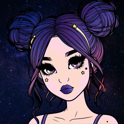 realistic girl with space buns