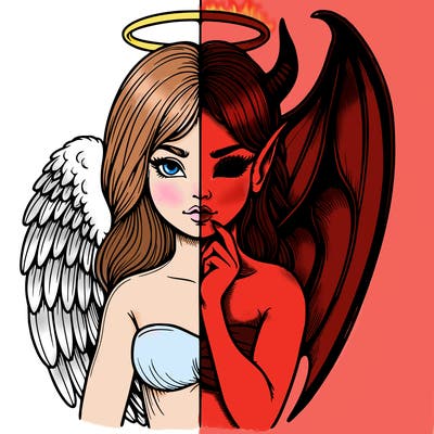 realistic angel half demon