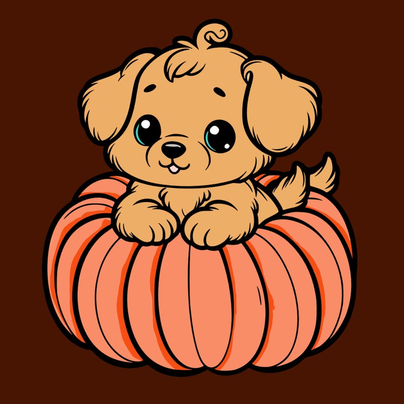 cute little puppy in a pumpkin