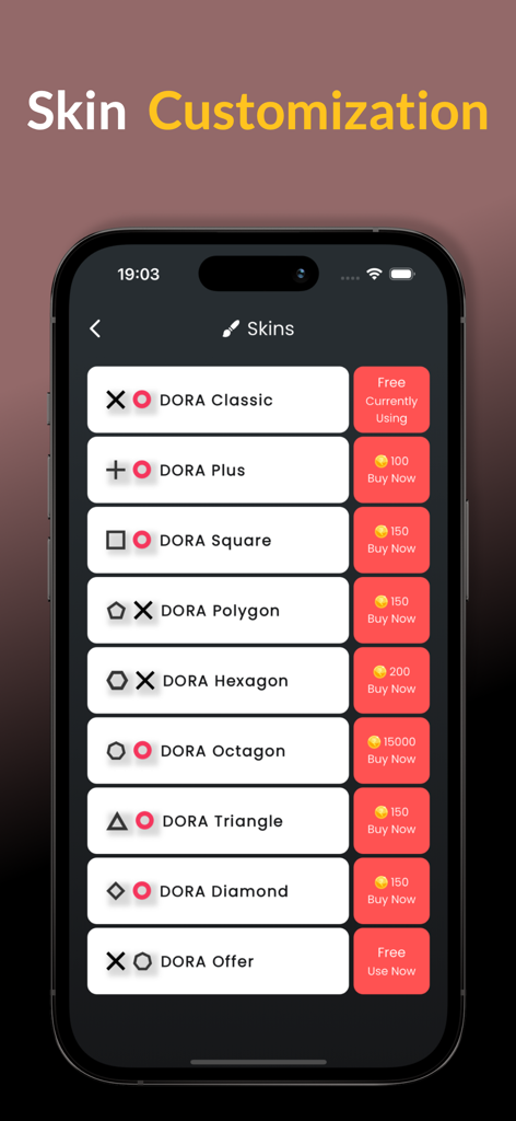 Cashem All app screen for selecting and buying game skins with earned coins