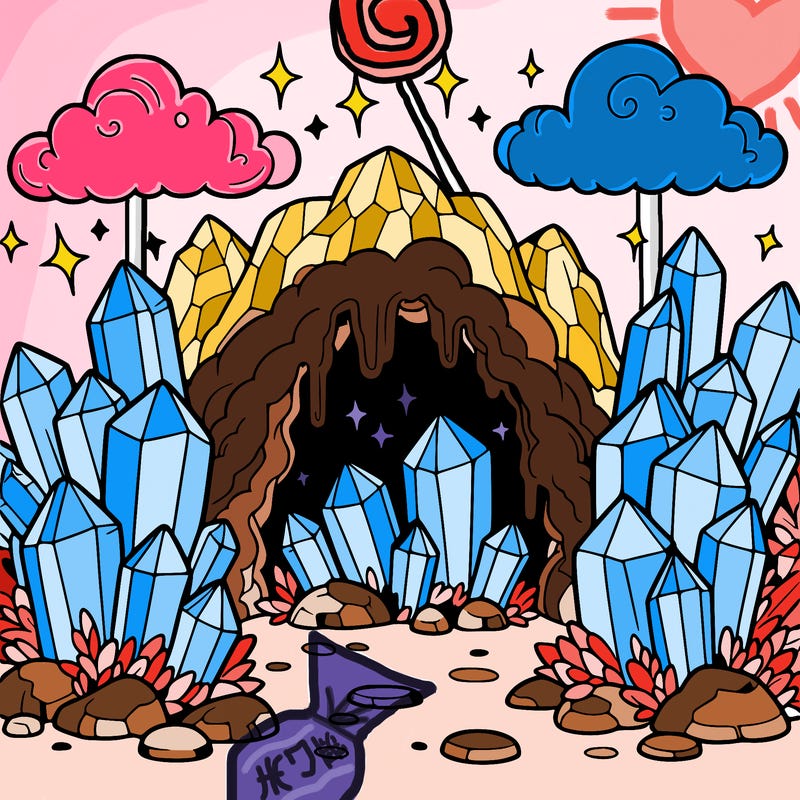 a cave with magic crystals