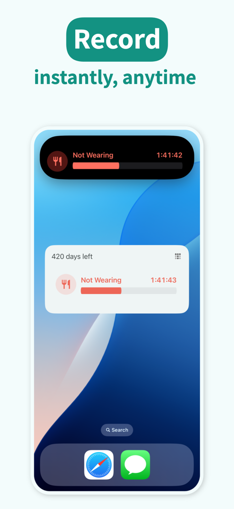 TrayMinder - TrayMinder app interface showing clear aligner wear time tracking via iPhone Live Activity and Lock Screen widget