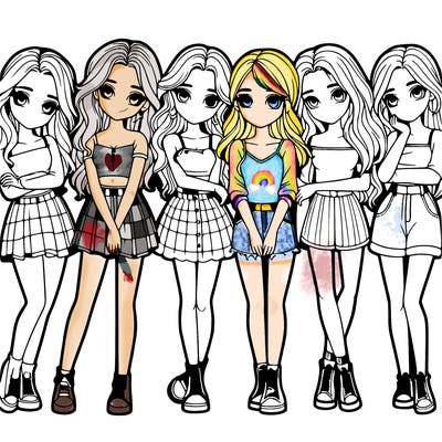 a group of girls realistic