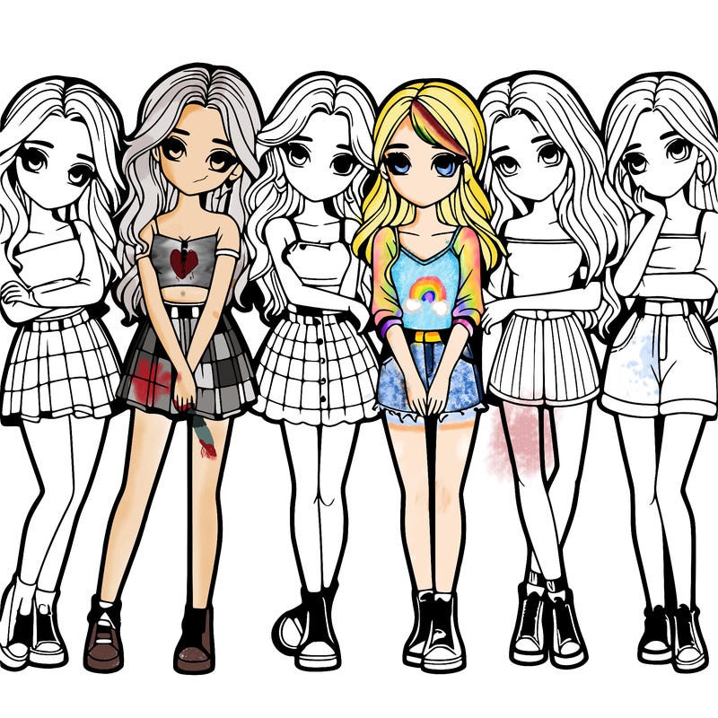 a group of girls realistic