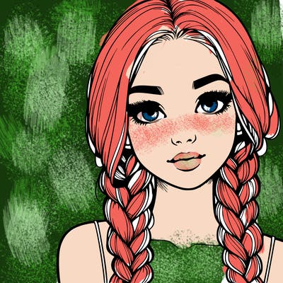 realistic girl with braids