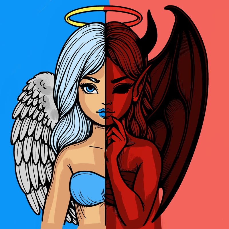 realistic angel half demon