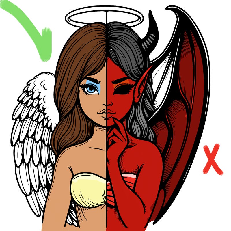 realistic angel half demon