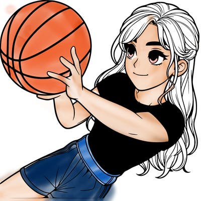 realistic girl playing basketball