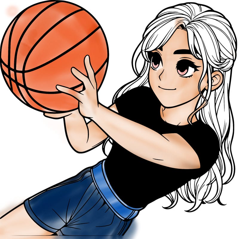 realistic girl playing basketball