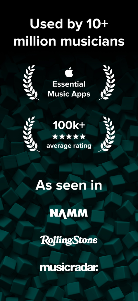 Awards and ratings for The Metronome by Soundbrenner showing 10 million users and professional recognition