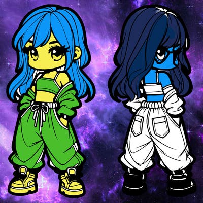 girl in crop top and baggy pants