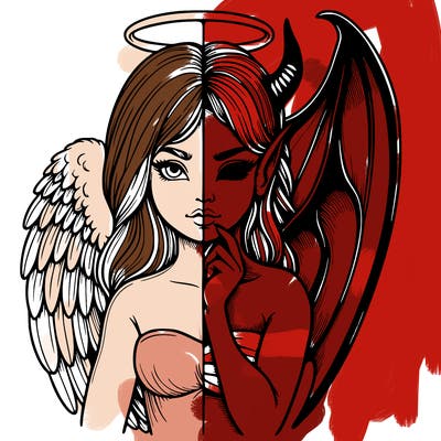 realistic angel half demon