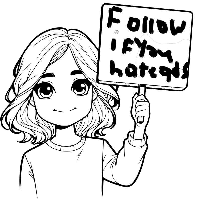 realistic girl holding up a sign