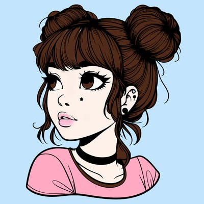 realistic girl with spacebuns