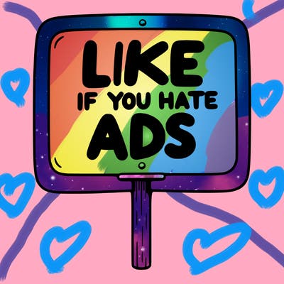 a sign that says like if you hate ads
