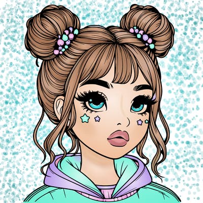 realistic girl with space buns