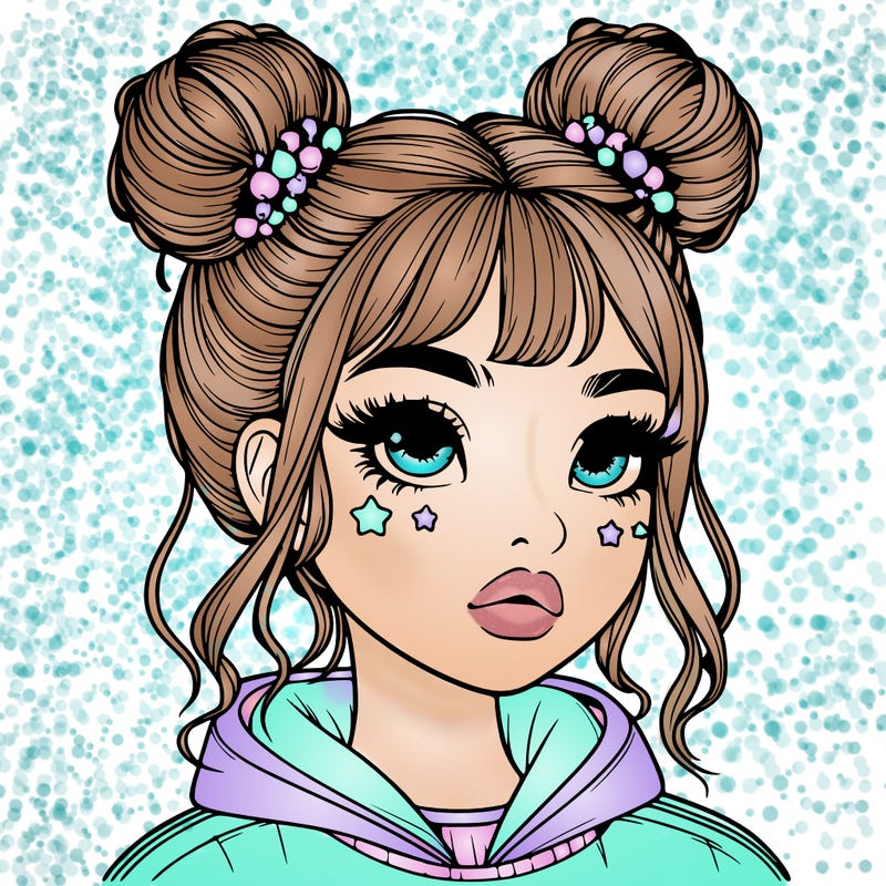 realistic girl with space buns