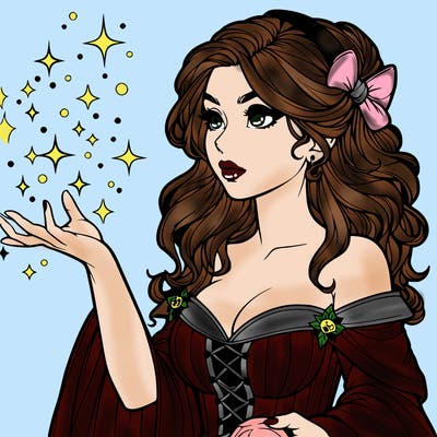 realistic women sorcerer using magic