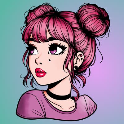 realistic girl with spacebuns