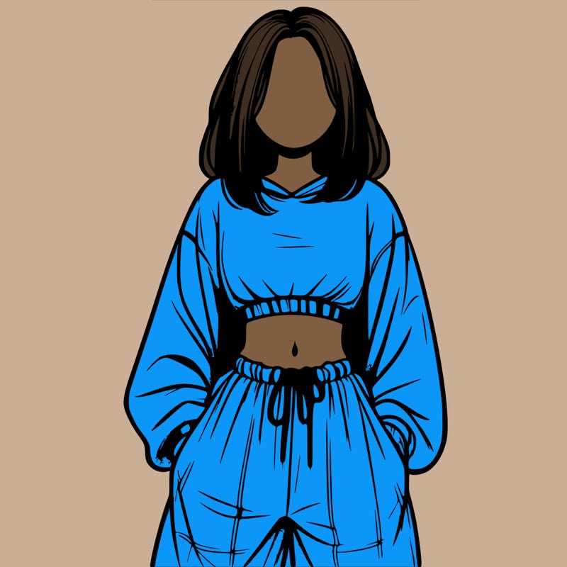 realistic girl faceless with baggy pants and a crop top