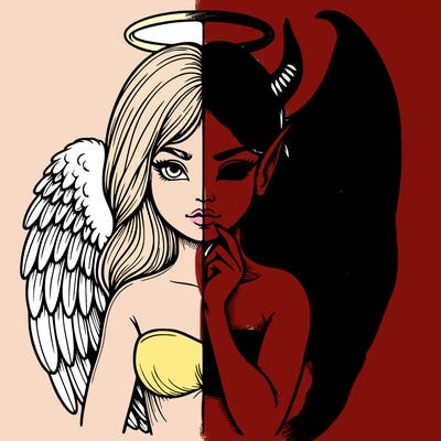 realistic angel half demon