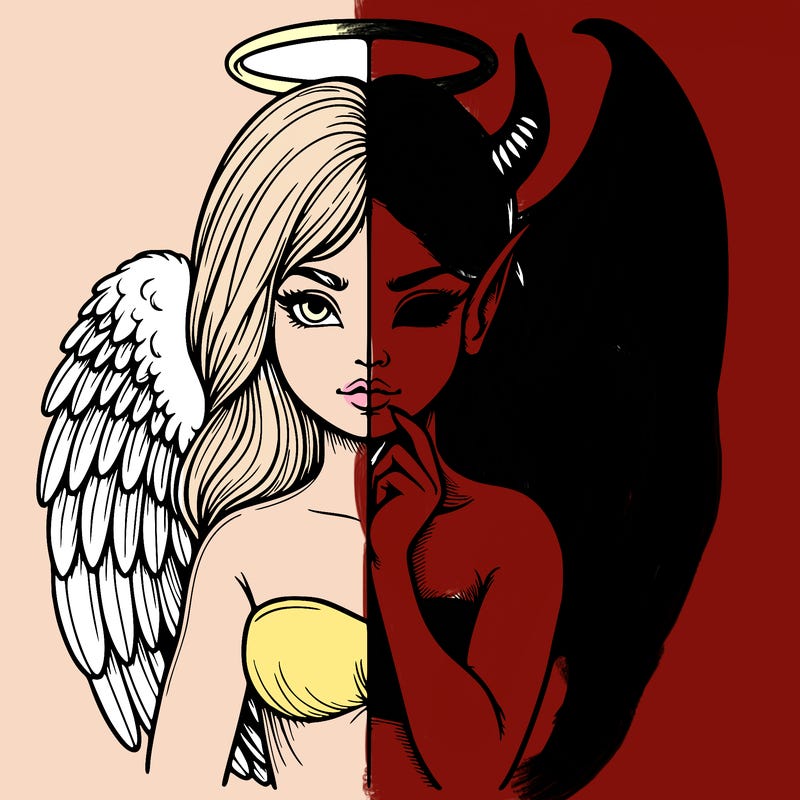 realistic angel half demon