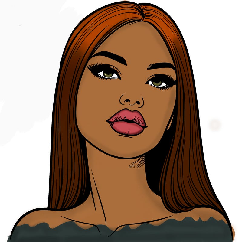 realistic woman with full lips
