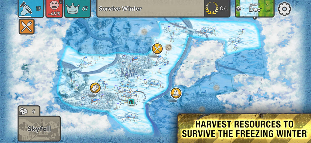 After Inc. - After Inc. game screenshot showing resource harvesting in a snowy winter settlement map