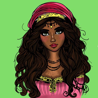 realistic beautiful mysterious gypsy girl