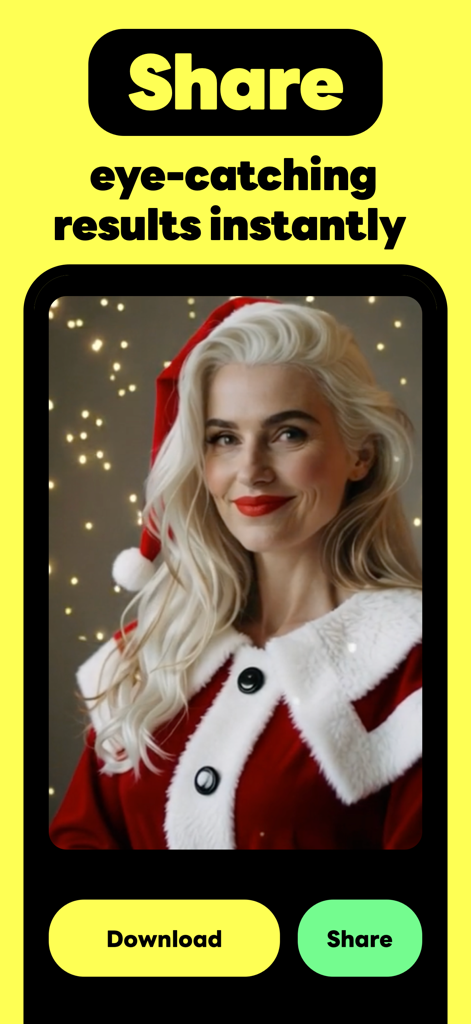 Benutzeroberfläche der Pika Labs KI-Video-App, die ein KI-generiertes Urlaubsvideoergebnis mit Download- und Freigabe-Buttons anzeigt