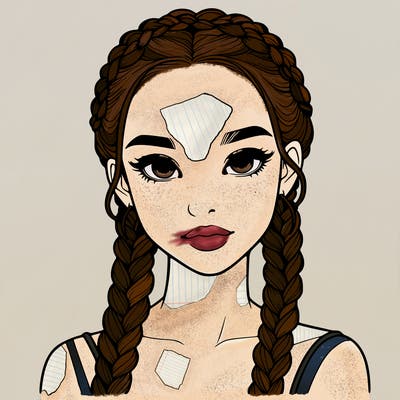 realistic girl with braids