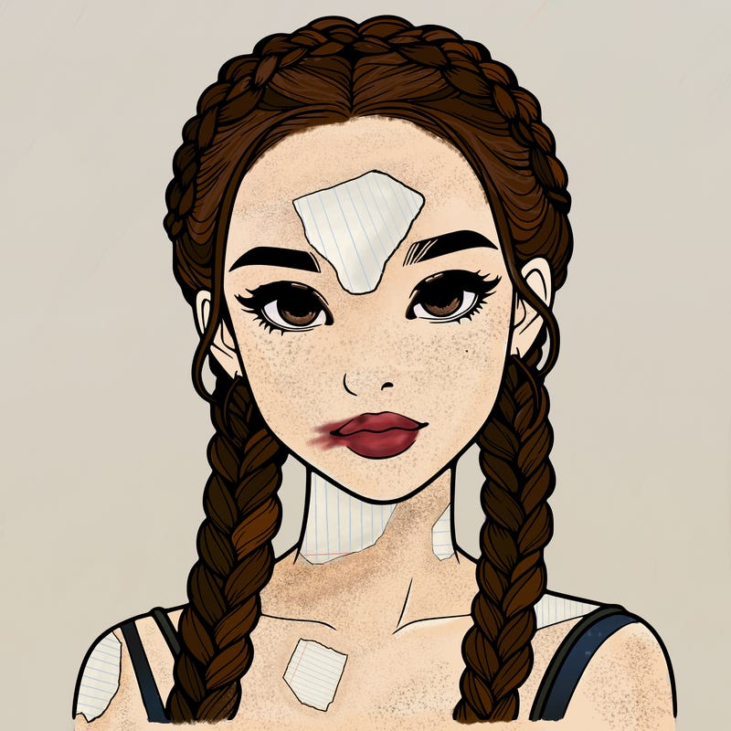 realistic girl with braids