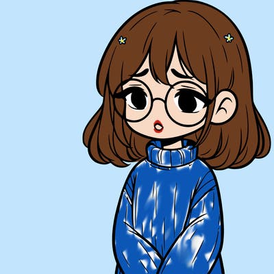 sad girl with glasses in a sweater