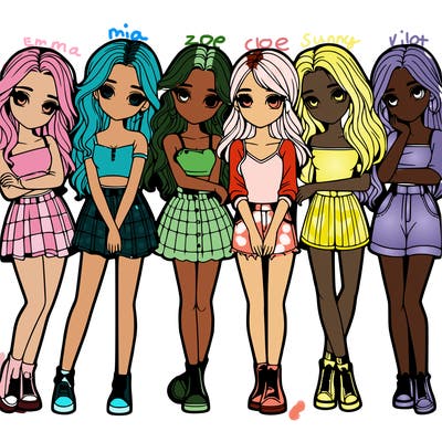 a group of girls realistic